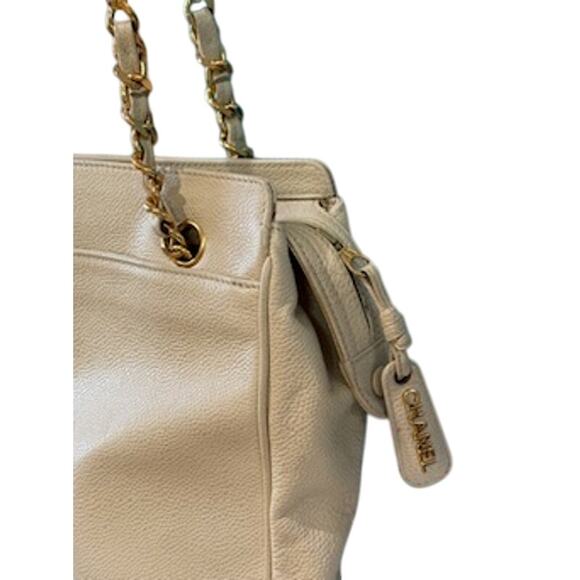 CHANEL Triple CC Caviar Tote*Beige*Hologram*ENTRUPY COA - Picture 4 of 15